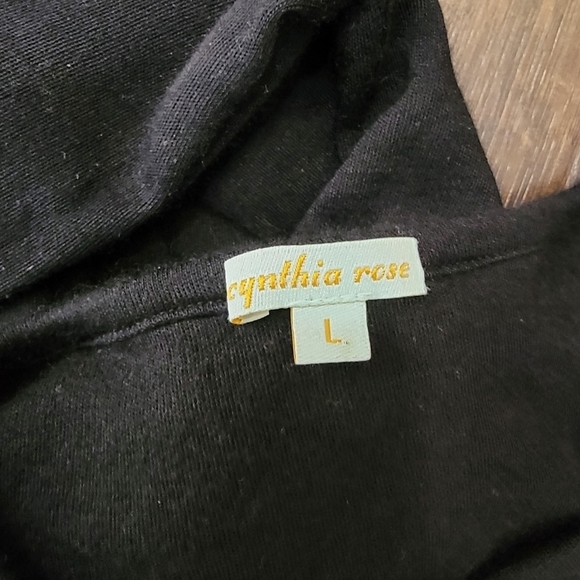 Cynthia Rose Sz L Sweatshirt Silk Cashmere Long Sleeve Embellished Cuffs - Picture 6 of 7